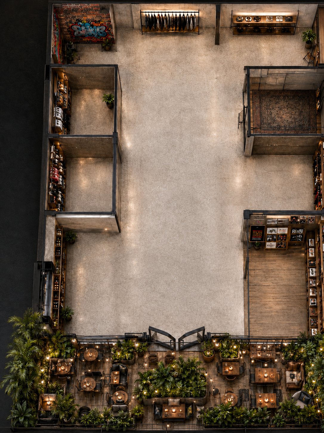 Visualization of the planned ground floor seen from above