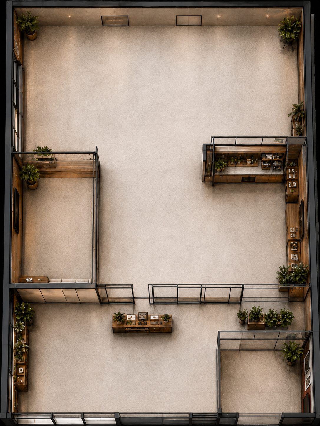 Visualization of the planned first floor seen from above