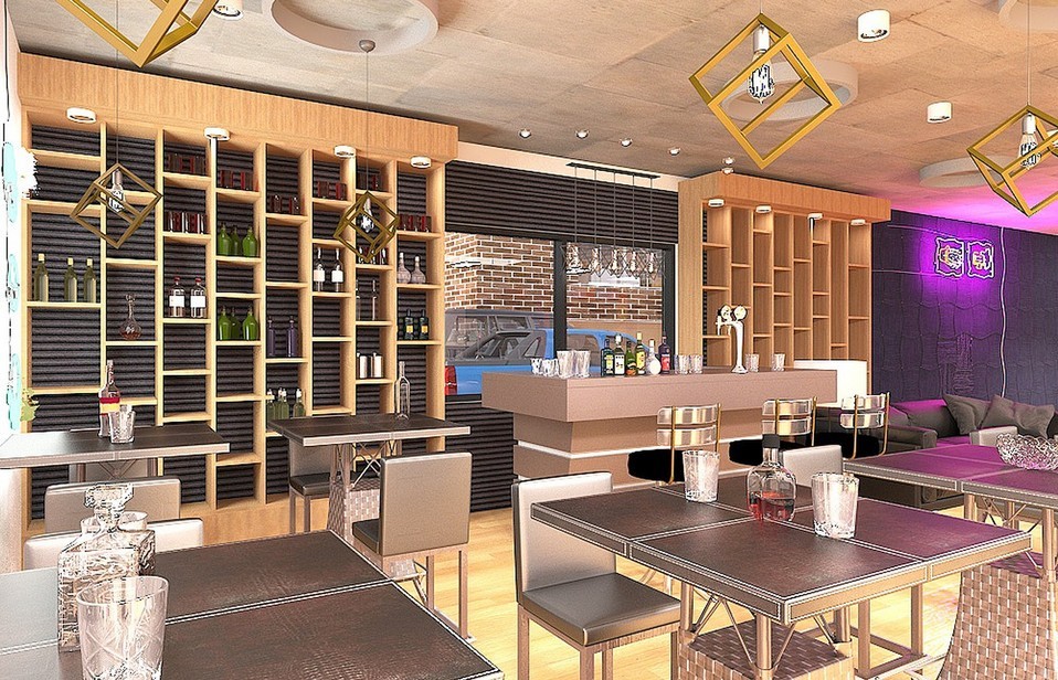 Visualization of the planned bar and hospitality zone