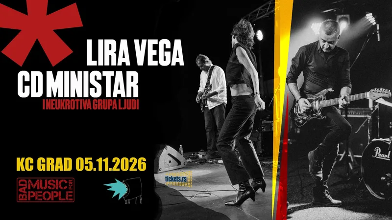 Lira Vega + CD ministar i neukrotiva grupa ljudi — poster