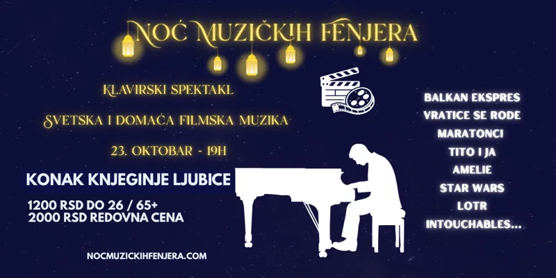 NOĆ MUZIČKIH FENJERA - Klavirski Spektakl - Svetska i domaća filmska muzika — poster
